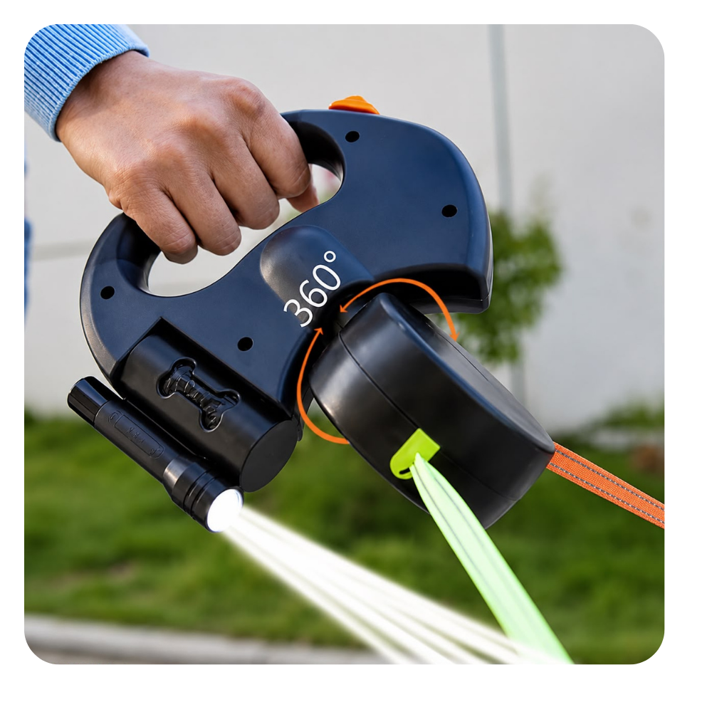 GiroFlex Correa Doble Antienredos con Luz LED y Dispensador De Bolsas.