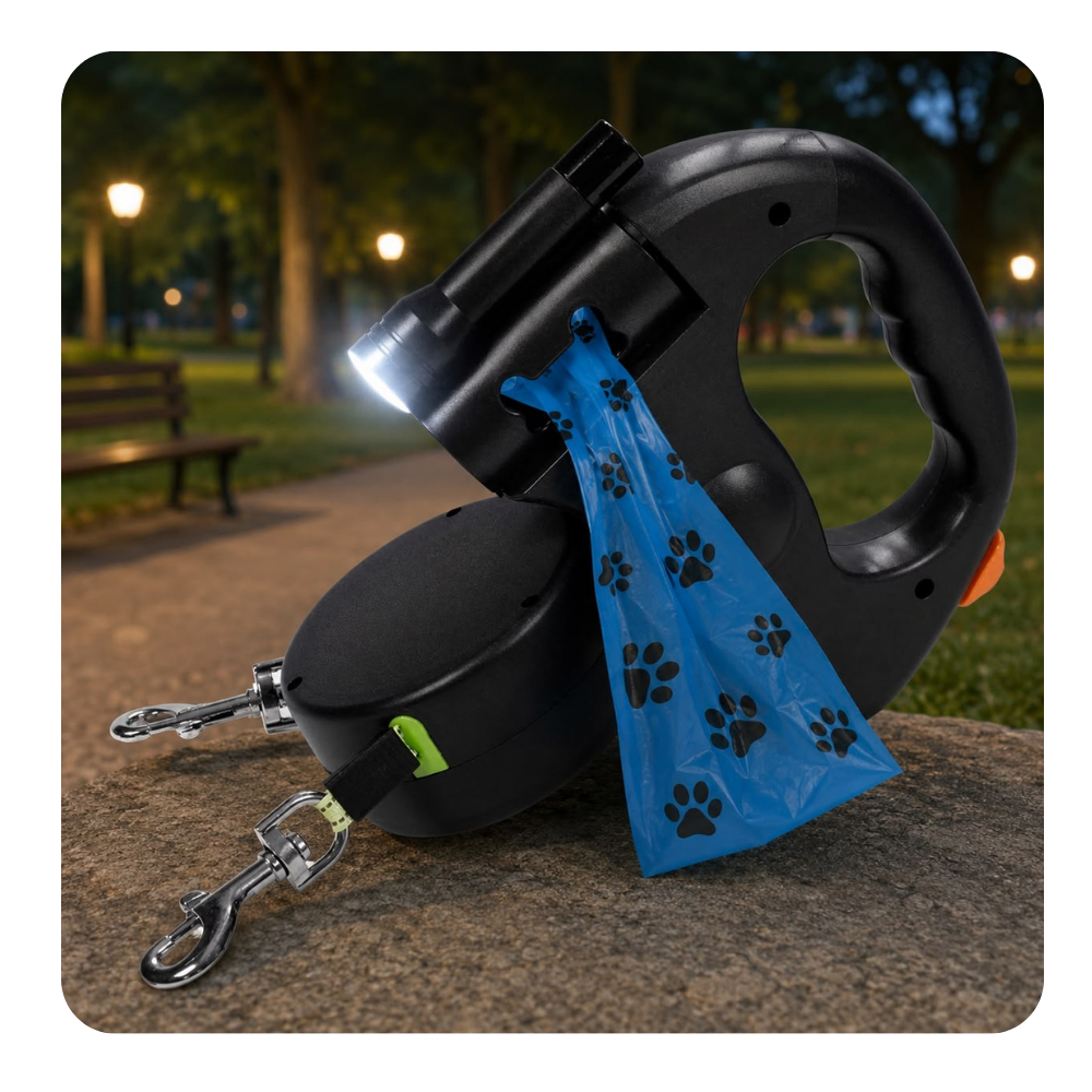 GiroFlex Correa Doble Antienredos con Luz LED y Dispensador De Bolsas.
