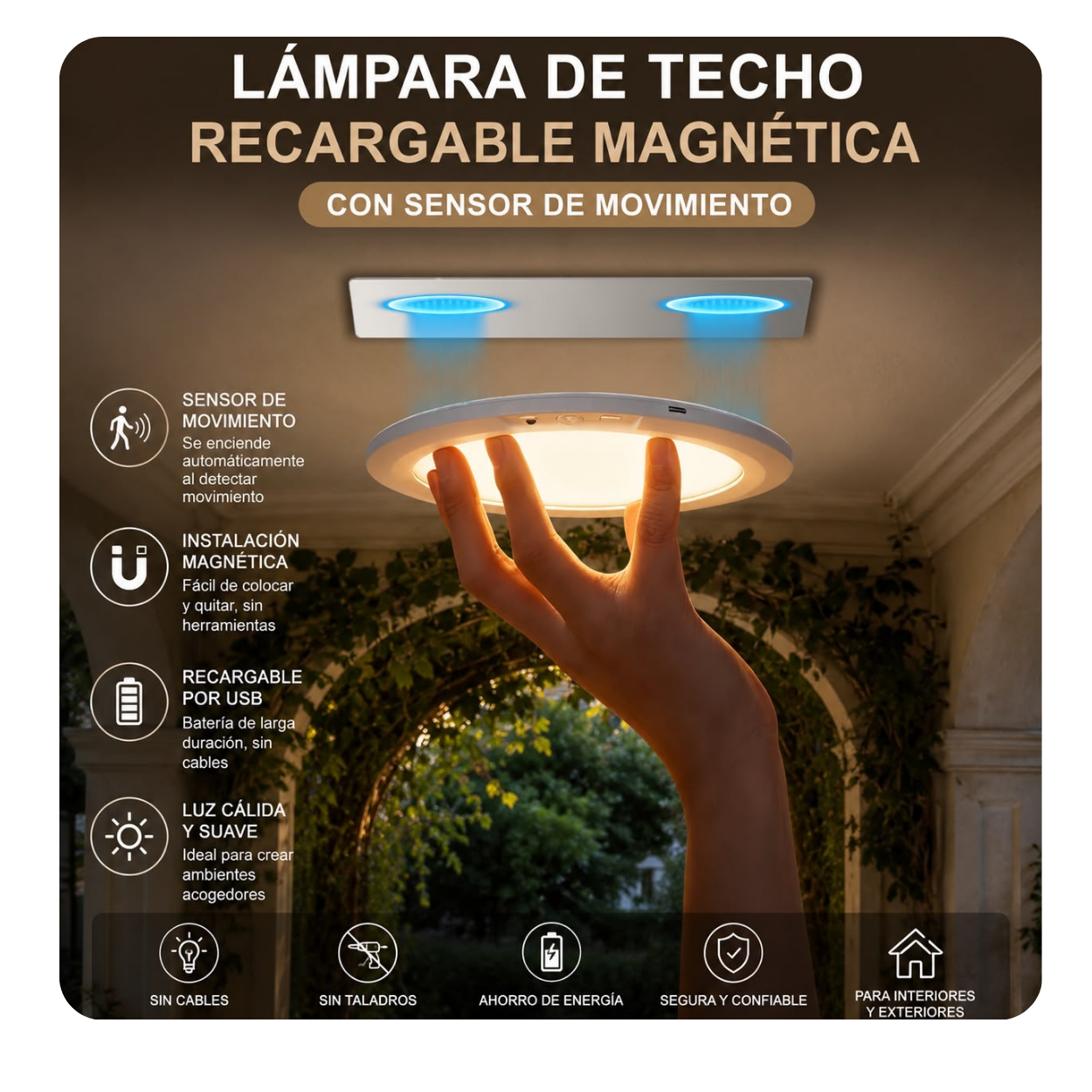 Lámpara Magnética Inteligente | Facil instalacion, Encendido Automatico